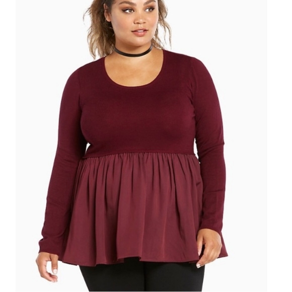 Torrid Pleated Twofer Babydoll Sweater 